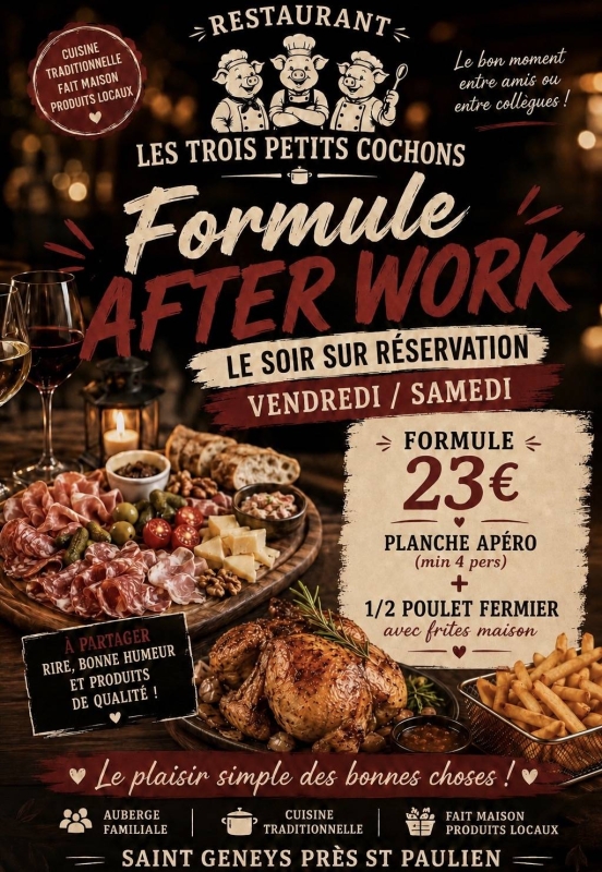 Évènements - L'Auberge Des Trois Petits Cochons - restaurant SAINT-GENEYS-PRES-SAINT-PAULIEN - Restaurant Vorey - meilleur resto SAINT-GENEYS-PRES-SAINT-PAULIEN